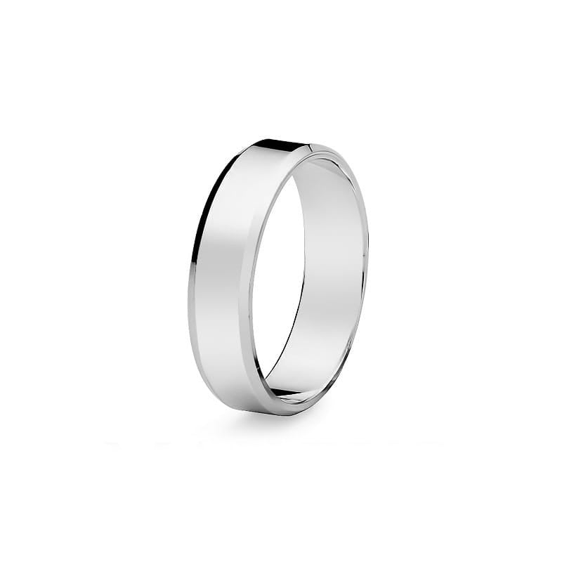 Klasický plochý fázovaný jednoduchý zlatý svadobný prsteň 5 mm