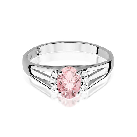 White Gold engagement ring with Oval 0.50 ct Central and 0.052 ct Sideline Lab-grown Diamonds by GREMARI, 14K (585) gold