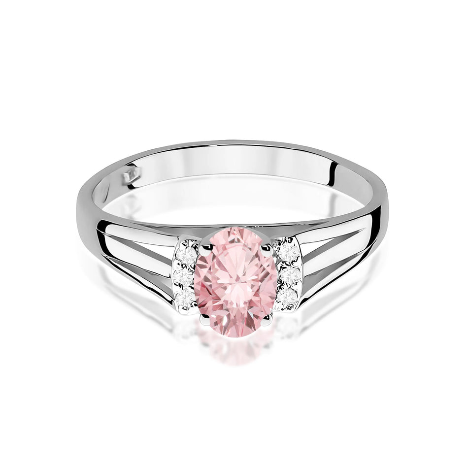 White Gold engagement ring with Oval 0.50 ct Central and 0.052 ct Sideline Lab-grown Diamonds by GREMARI, 14K (585) gold