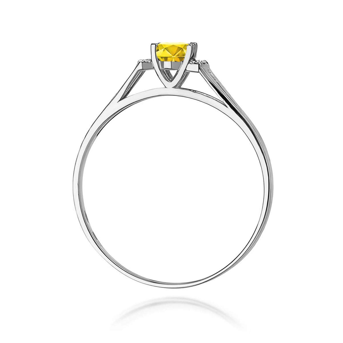 GREMARI 14K (585) White Gold engagement ring with Oval 0.50 ct Central and 0.052 ct Sideline Lab-grown Diamonds