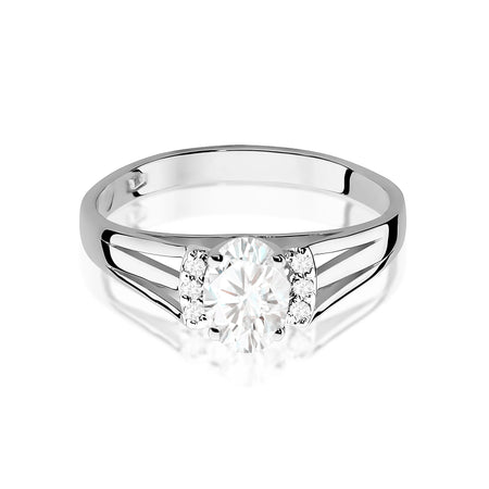 White Gold engagement ring with Oval 0.40 ct Central and 0.052 ct Sideline Lab-grown Diamonds by GREMARI, 14K (585) gold