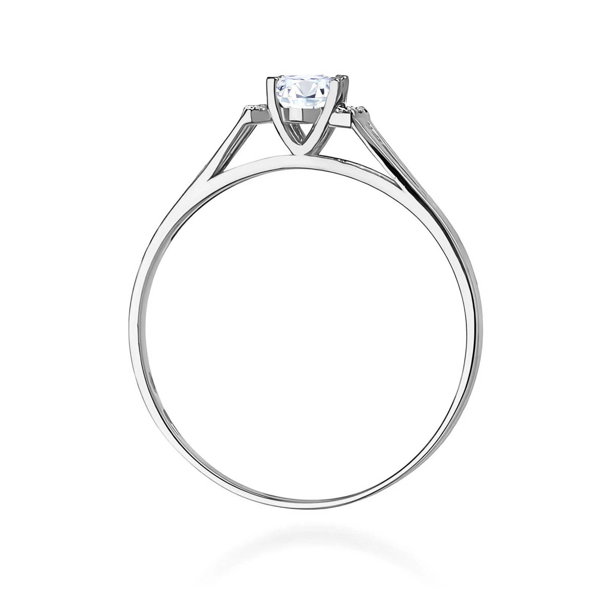 GREMARI 14K (585) White Gold engagement ring with Oval 0.40 ct Central and 0.052 ct Sideline Lab-grown Diamonds