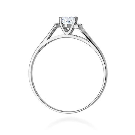 GREMARI 14K (585) White Gold engagement ring with Oval 0.40 ct Central and 0.052 ct Sideline Lab-grown Diamonds
