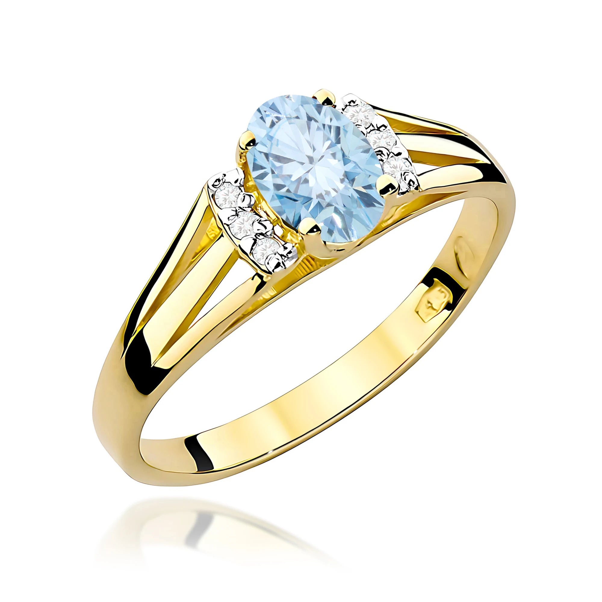 GREMARI Yellow Gold engagement ring with Oval 0.50 ct Central and 0.052 ct Sideline Lab-grown Diamonds