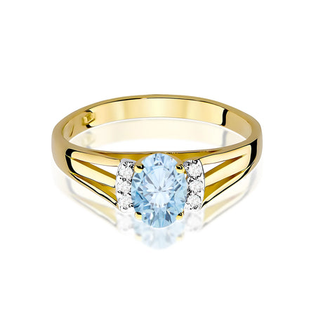 Yellow Gold engagement ring with Oval 0.50 ct Central and 0.052 ct Sideline Lab-grown Diamonds by GREMARI, 14K (585) gold
