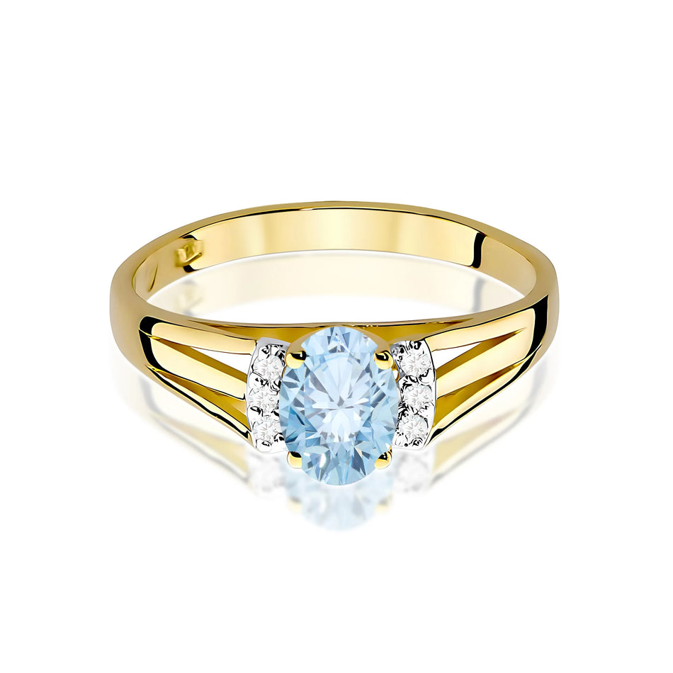 Yellow Gold engagement ring with Oval 0.50 ct Central and 0.052 ct Sideline Lab-grown Diamonds by GREMARI, 14K (585) gold