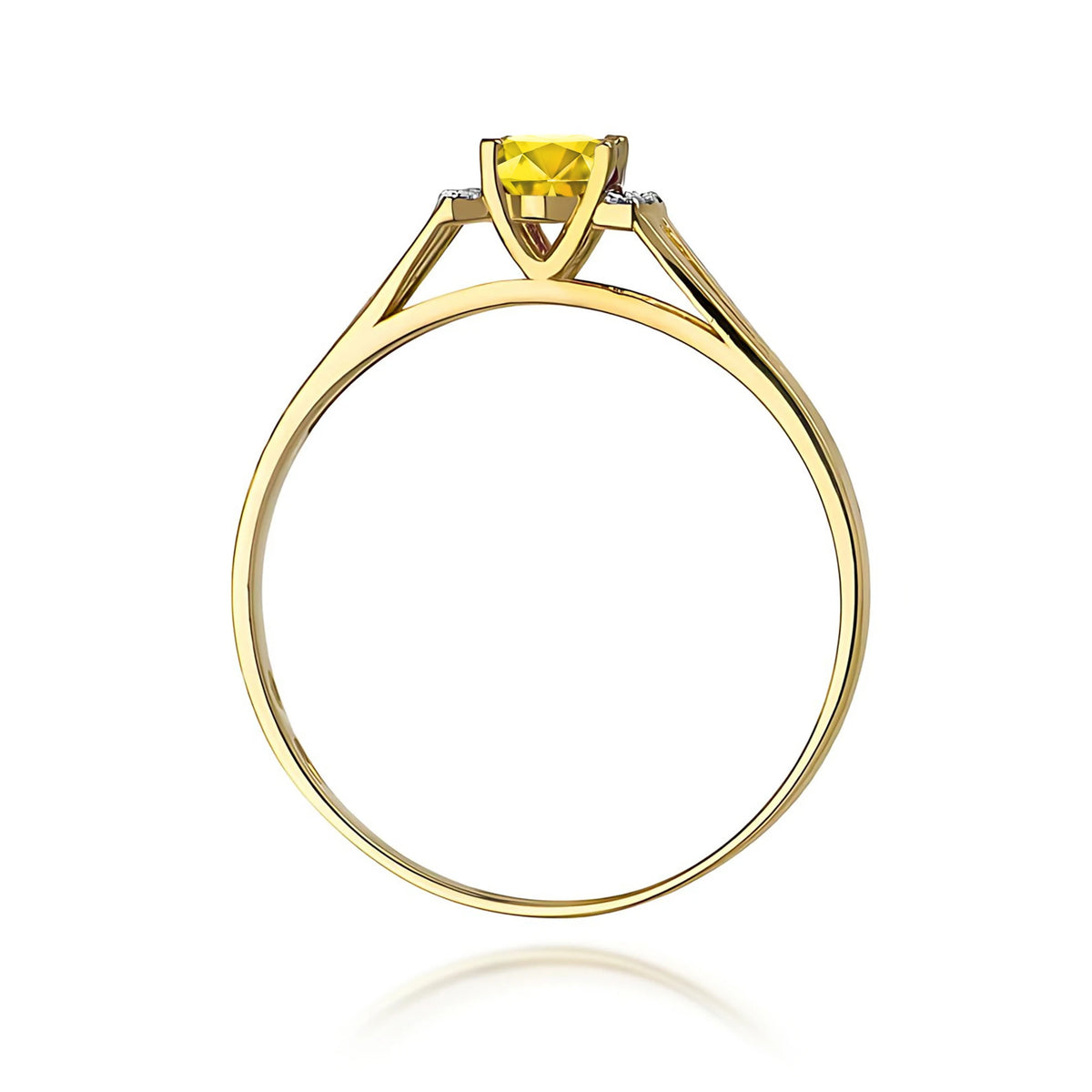 GREMARI 14K (585) Yellow Gold engagement ring with Oval 0.50 ct Central and 0.052 ct Sideline Lab-grown Diamonds