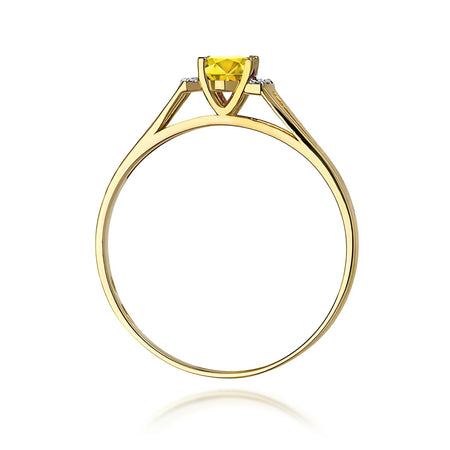 GREMARI 14K (585) Yellow Gold engagement ring with Oval 0.50 ct Central and 0.052 ct Sideline Lab-grown Diamonds