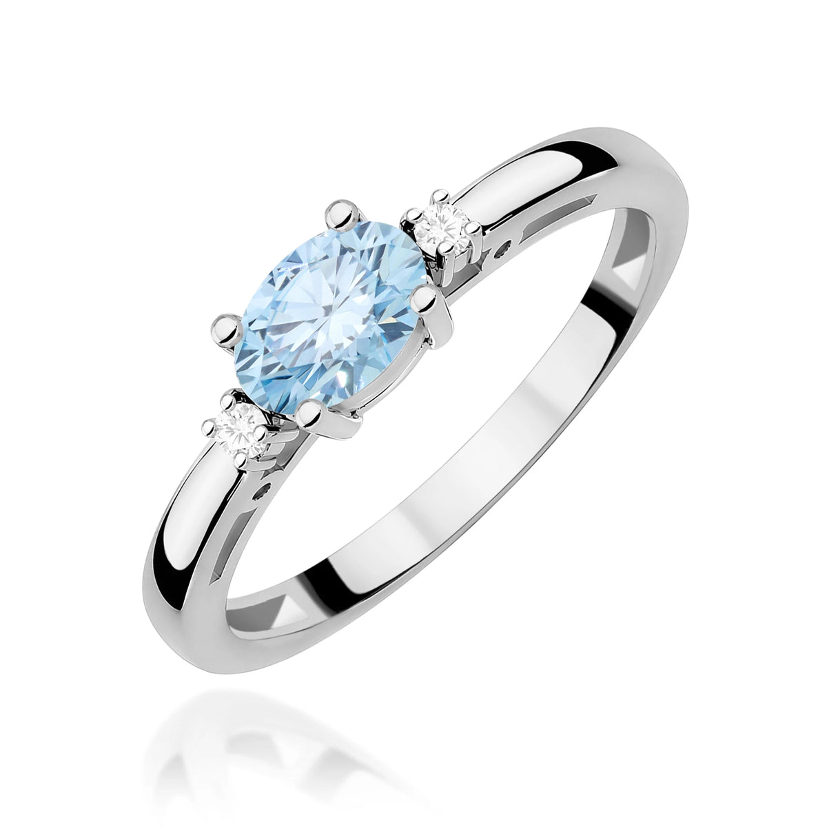 GREMARI White Gold engagement ring with Oval 0.50 ct Central and 0.029 ct Sideline Lab-grown Diamonds