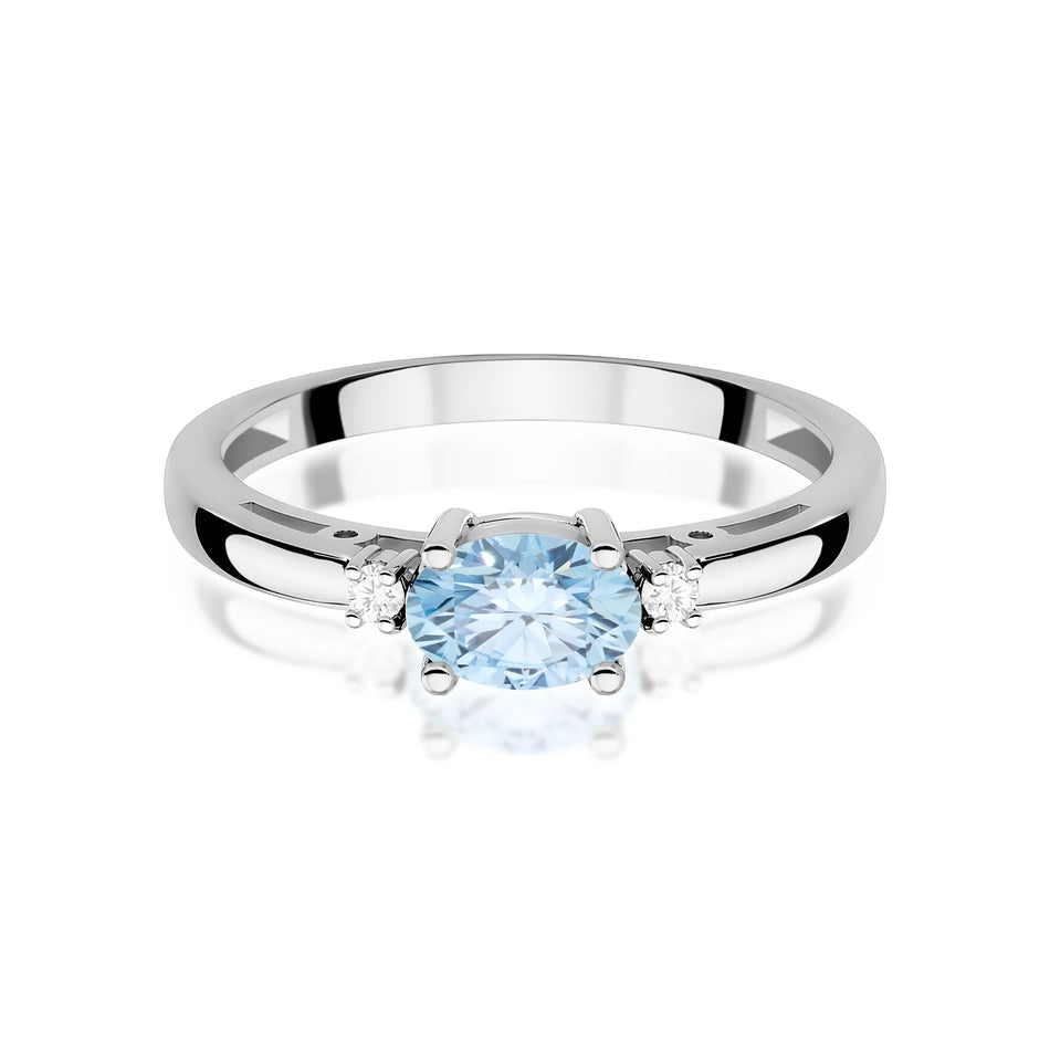 White Gold engagement ring with Oval 0.50 ct Central and 0.029 ct Sideline Lab-grown Diamonds by GREMARI, 14K (585) gold