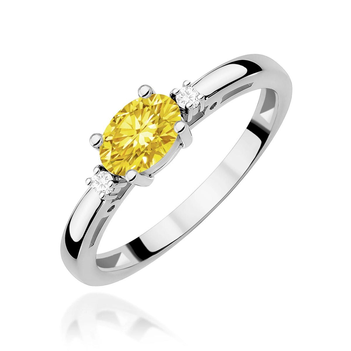 GREMARI White Gold engagement ring with Oval 0.50 ct Central and 0.029 ct Sideline Lab-grown Diamonds