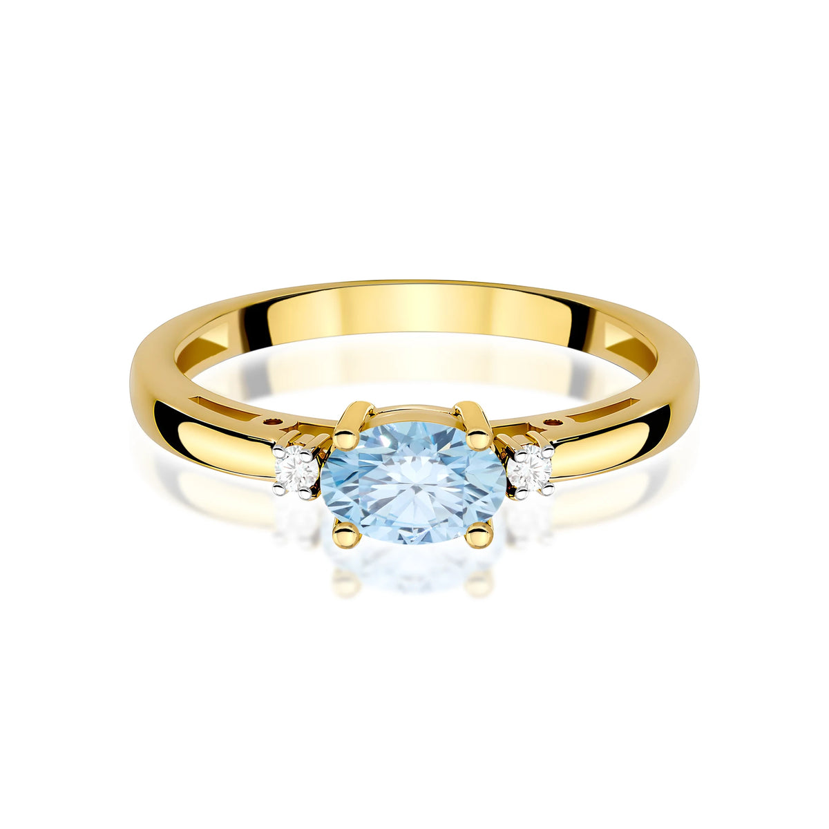 Yellow Gold engagement ring with Oval 0.50 ct Central and 0.029 ct Sideline Lab-grown Diamonds by GREMARI, 14K (585) gold