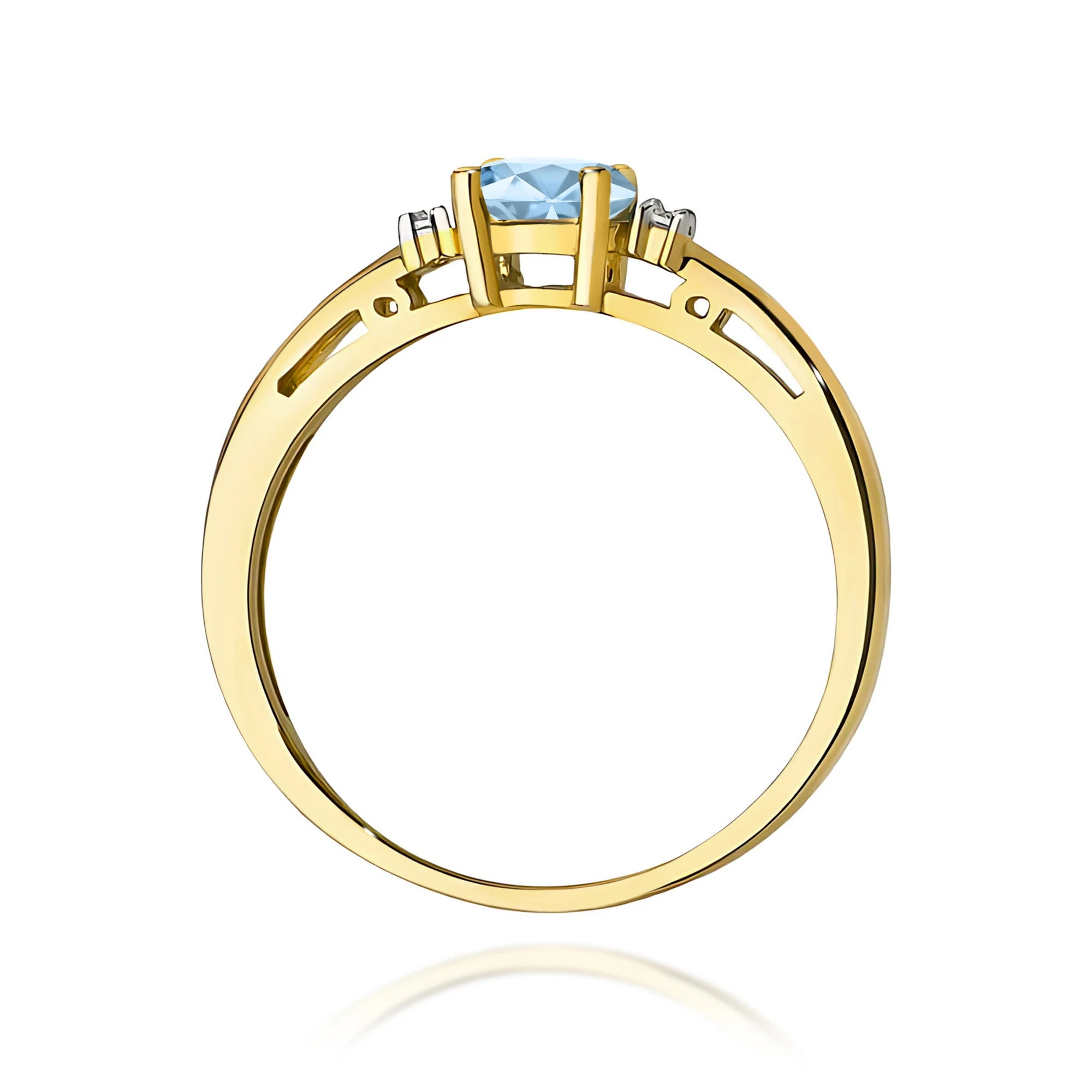 GREMARI 14K (585) Yellow Gold engagement ring with Oval 0.50 ct Central and 0.029 ct Sideline Lab-grown Diamonds
