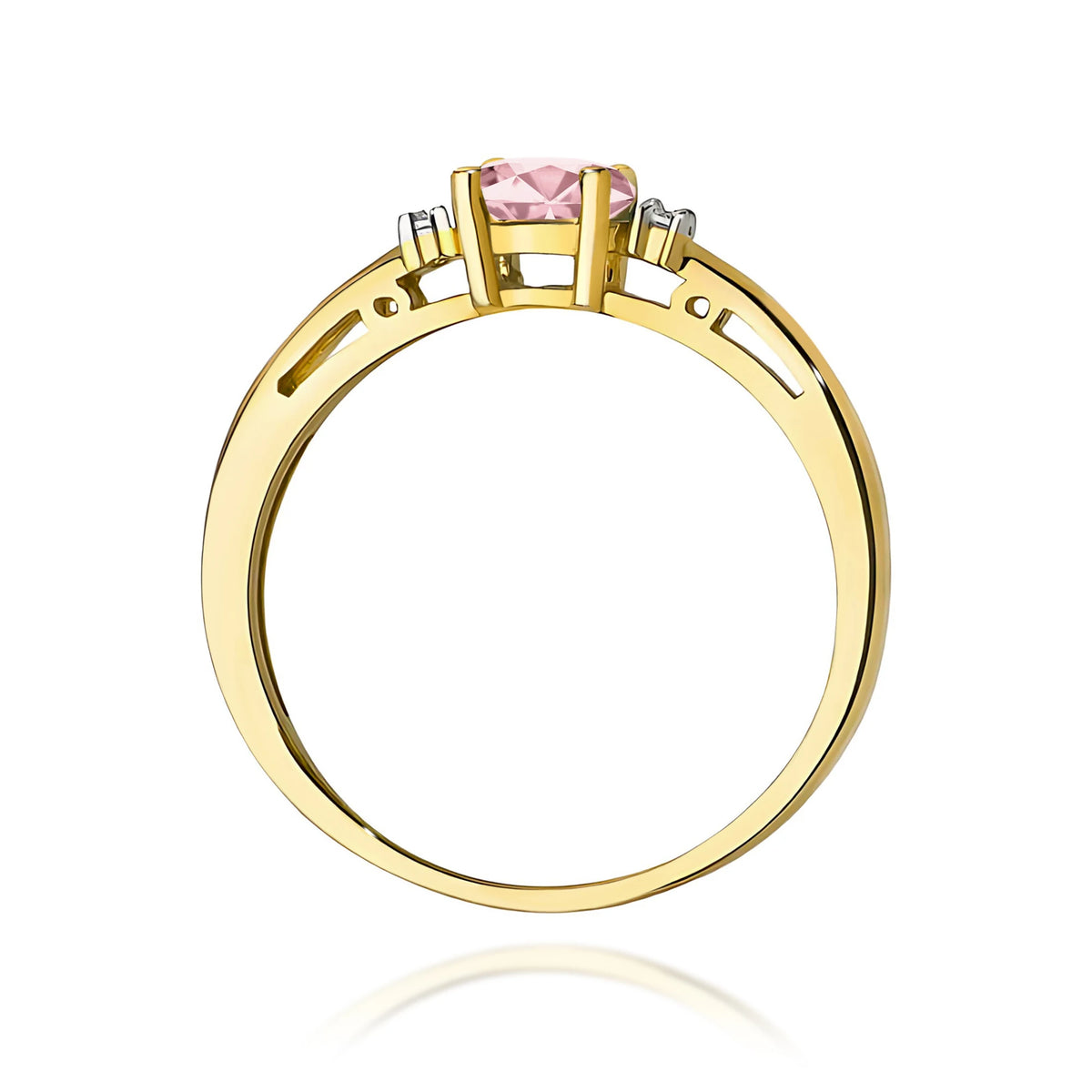 GREMARI 14K (585) Yellow Gold engagement ring with Oval 0.50 ct Central and 0.029 ct Sideline Lab-grown Diamonds