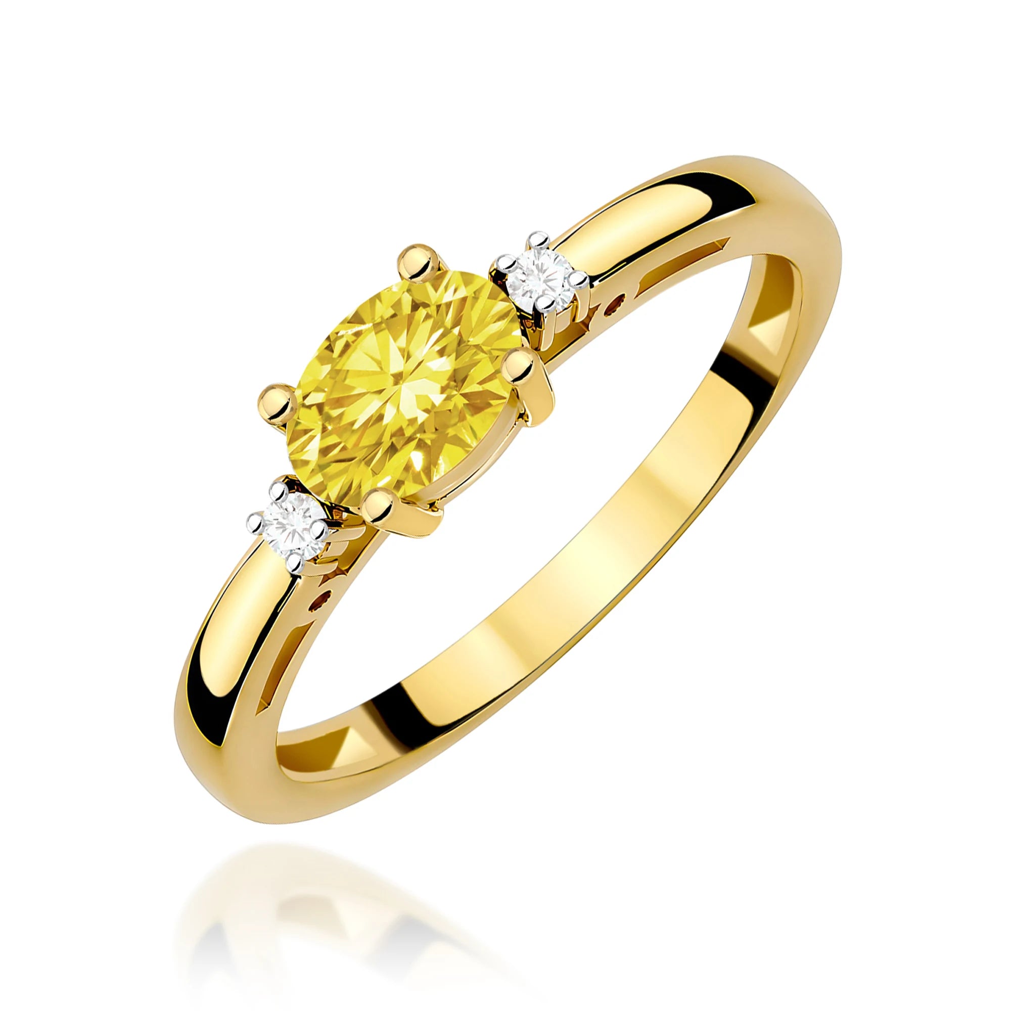 GREMARI Yellow Gold engagement ring with Oval 0.50 ct Central and 0.029 ct Sideline Lab-grown Diamonds