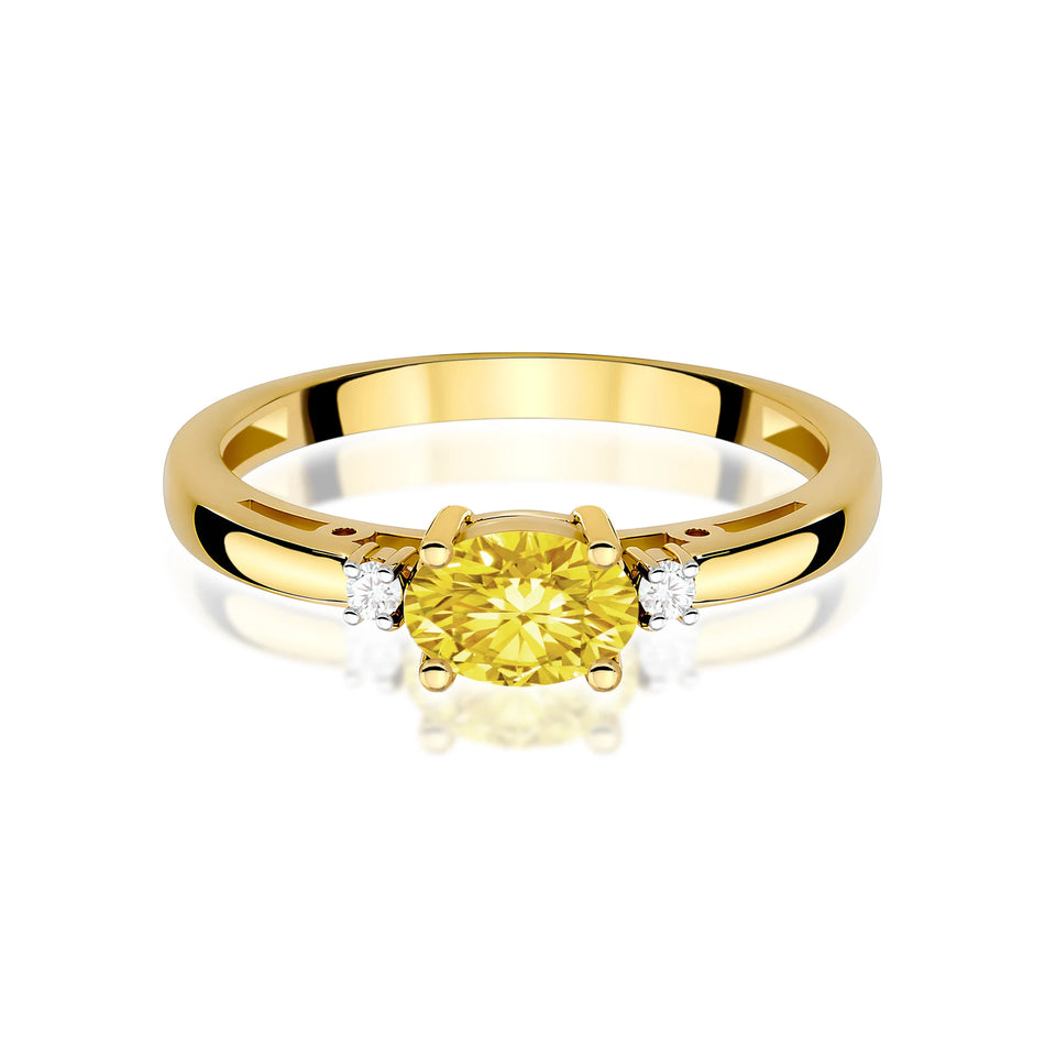 Yellow Gold engagement ring with Oval 0.50 ct Central and 0.029 ct Sideline Lab-grown Diamonds by GREMARI, 14K (585) gold