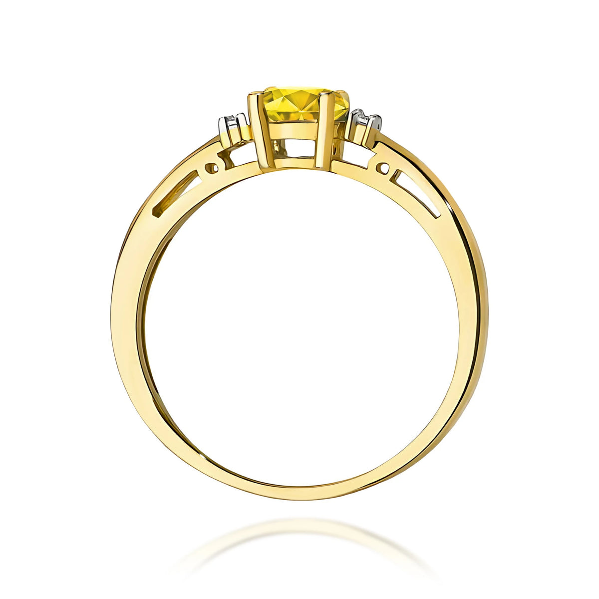 GREMARI 14K (585) Yellow Gold engagement ring with Oval 0.50 ct Central and 0.029 ct Sideline Lab-grown Diamonds