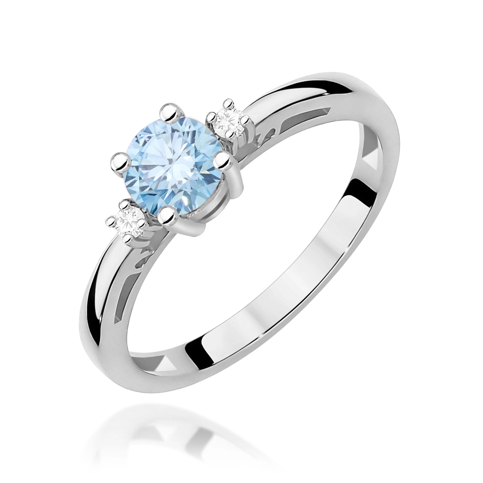GREMARI White Gold engagement ring with Round 0.50 ct Central and 0.029 ct Sideline Lab-grown Diamonds