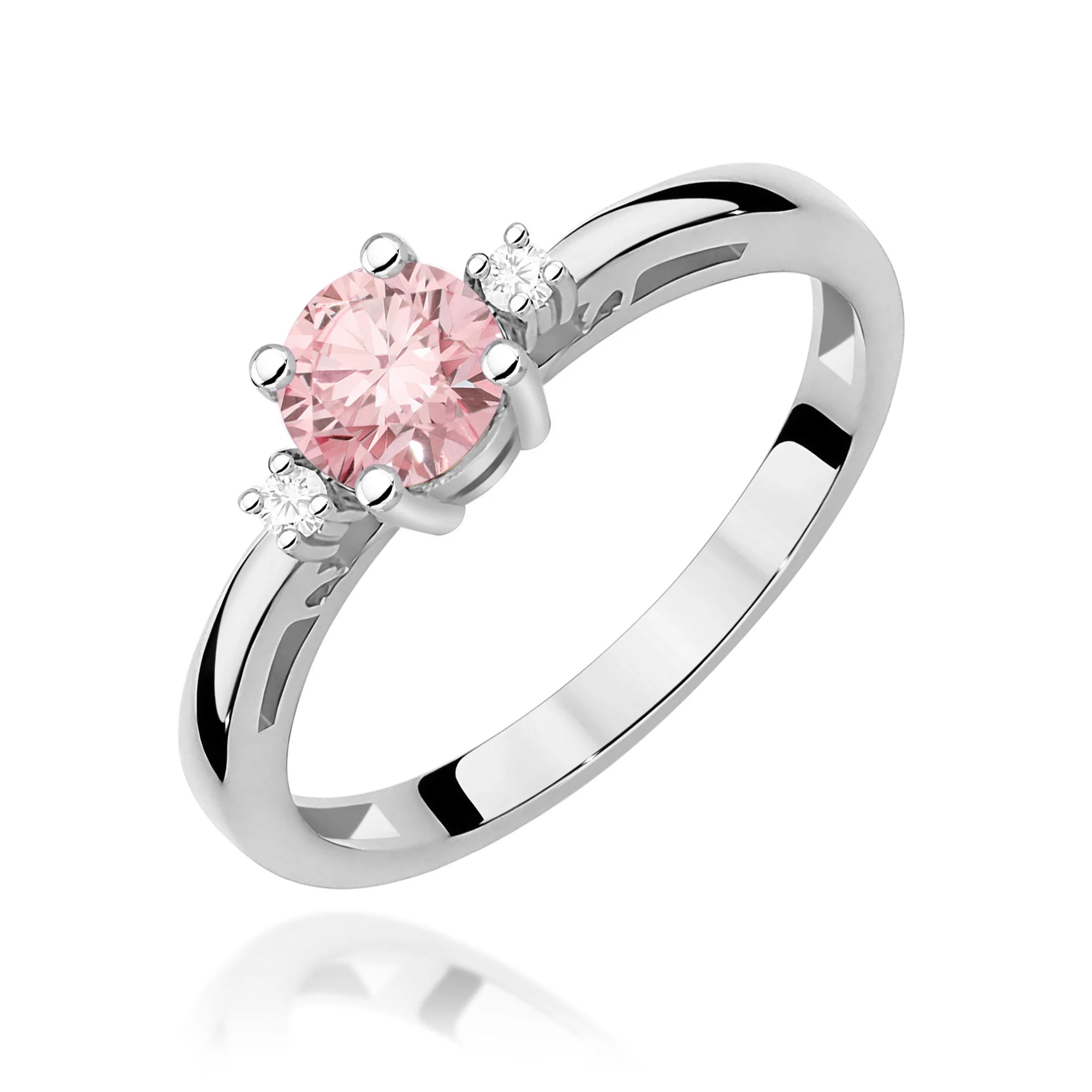 GREMARI White Gold engagement ring with Round 0.50 ct Central and 0.029 ct Sideline Lab-grown Diamonds