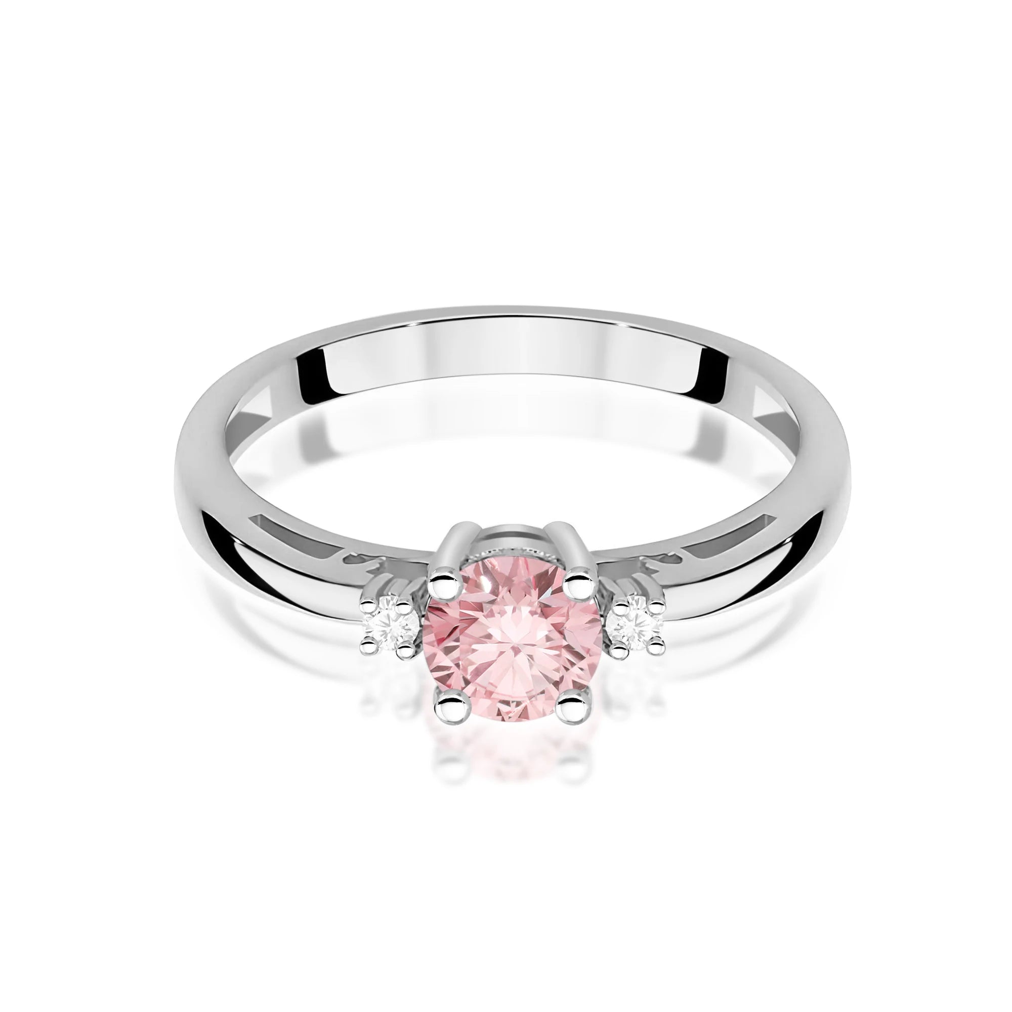 White Gold engagement ring with Round 0.50 ct Central and 0.029 ct Sideline Lab-grown Diamonds by GREMARI, 14K (585) gold