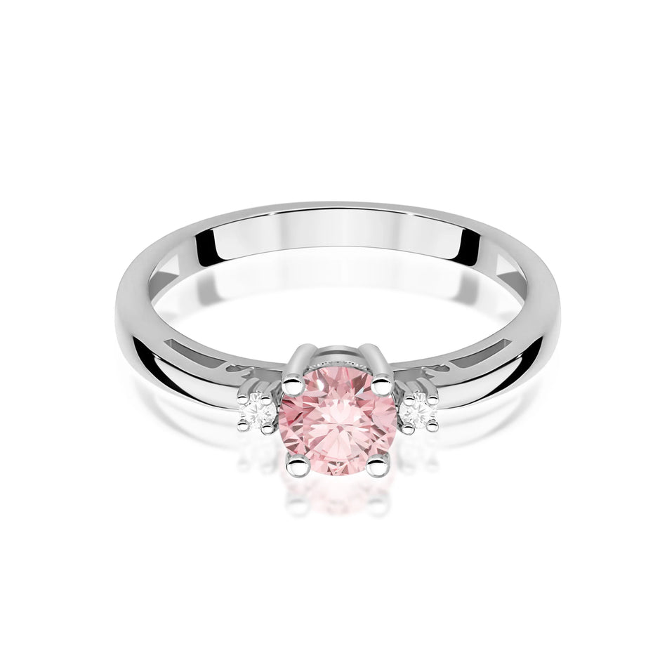 White Gold engagement ring with Round 0.50 ct Central and 0.029 ct Sideline Lab-grown Diamonds by GREMARI, 14K (585) gold