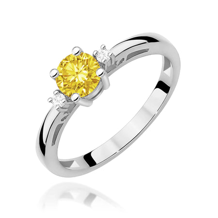 GREMARI White Gold engagement ring with Round 0.50 ct Central and 0.029 ct Sideline Lab-grown Diamonds