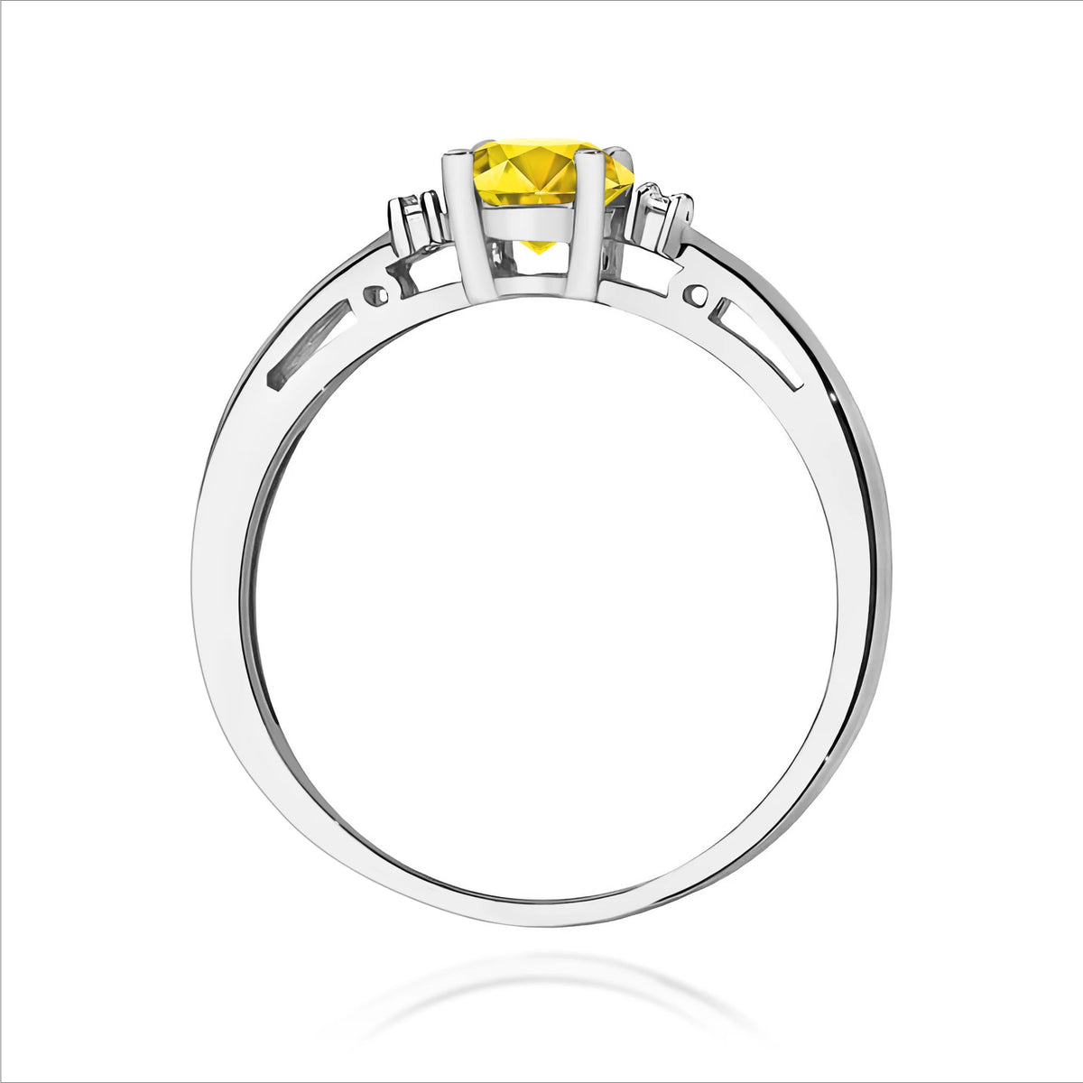 GREMARI 14K (585) White Gold engagement ring with Round 0.50 ct Central and 0.029 ct Sideline Lab-grown Diamonds