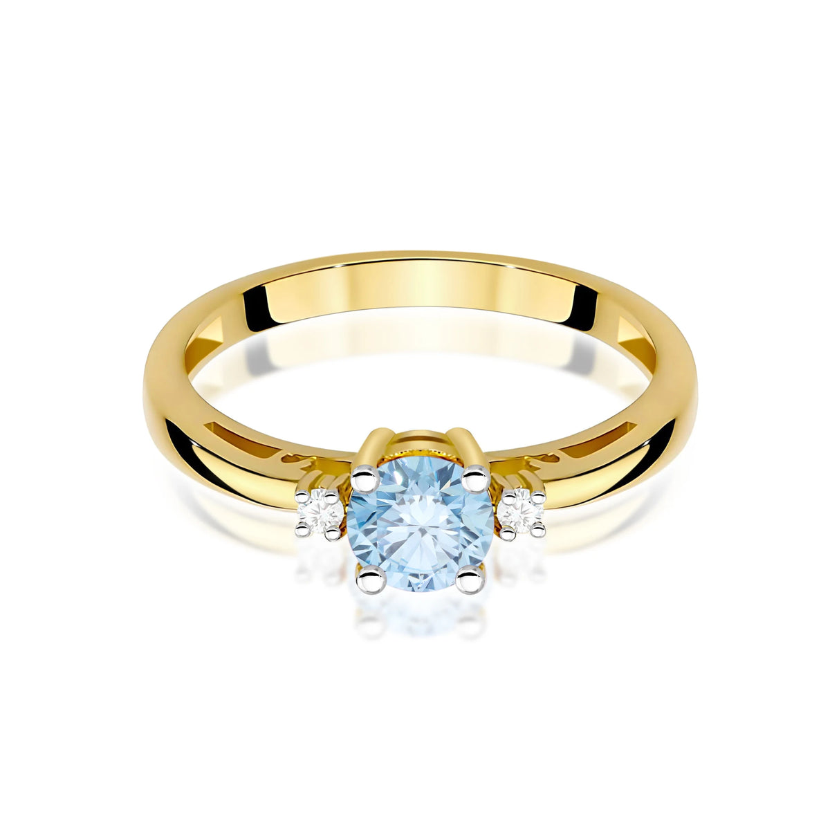 Yellow Gold engagement ring with Round 0.50 ct Central and 0.029 ct Sideline Lab-grown Diamonds by GREMARI, 14K (585) gold