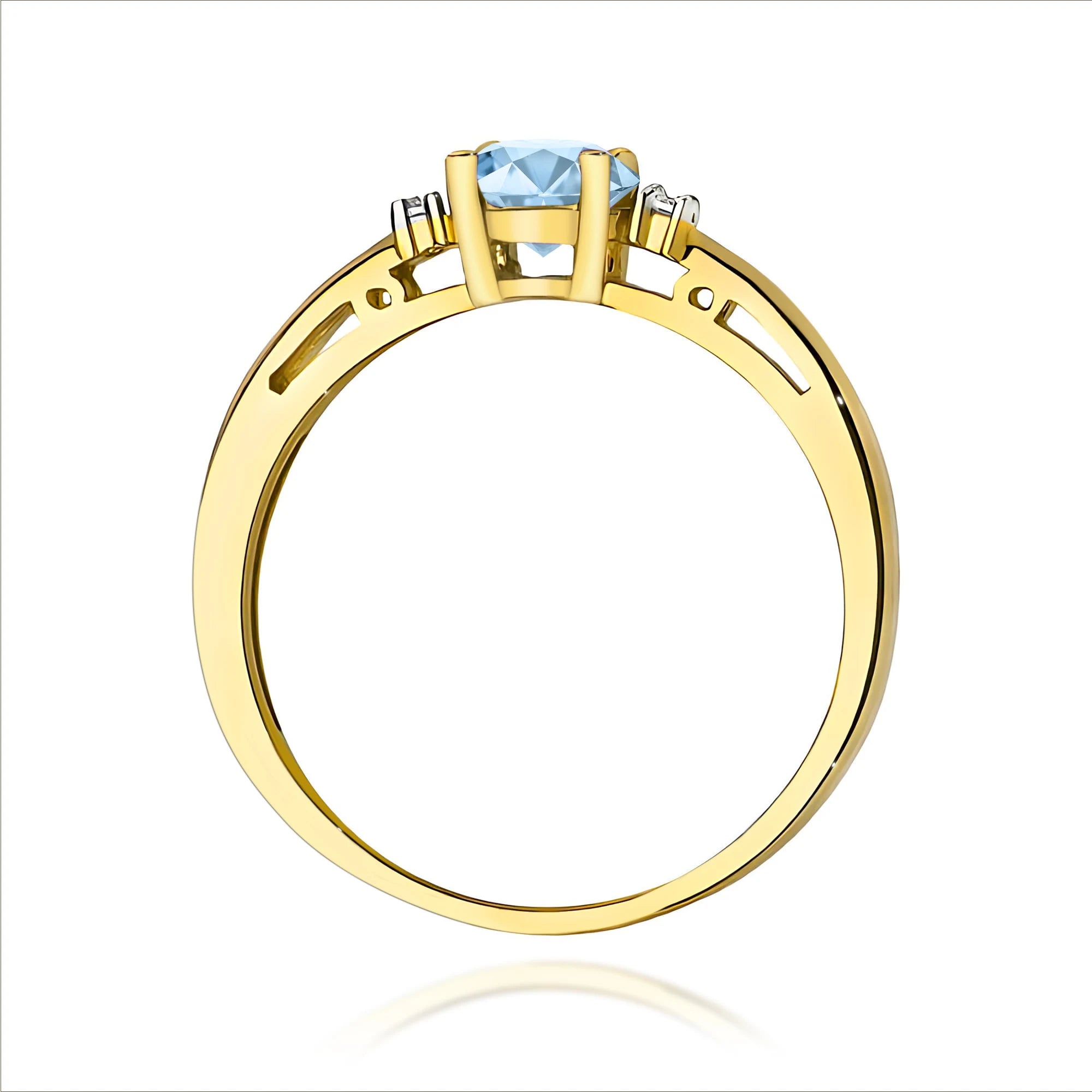 GREMARI 14K (585) Yellow Gold engagement ring with Round 0.50 ct Central and 0.029 ct Sideline Lab-grown Diamonds