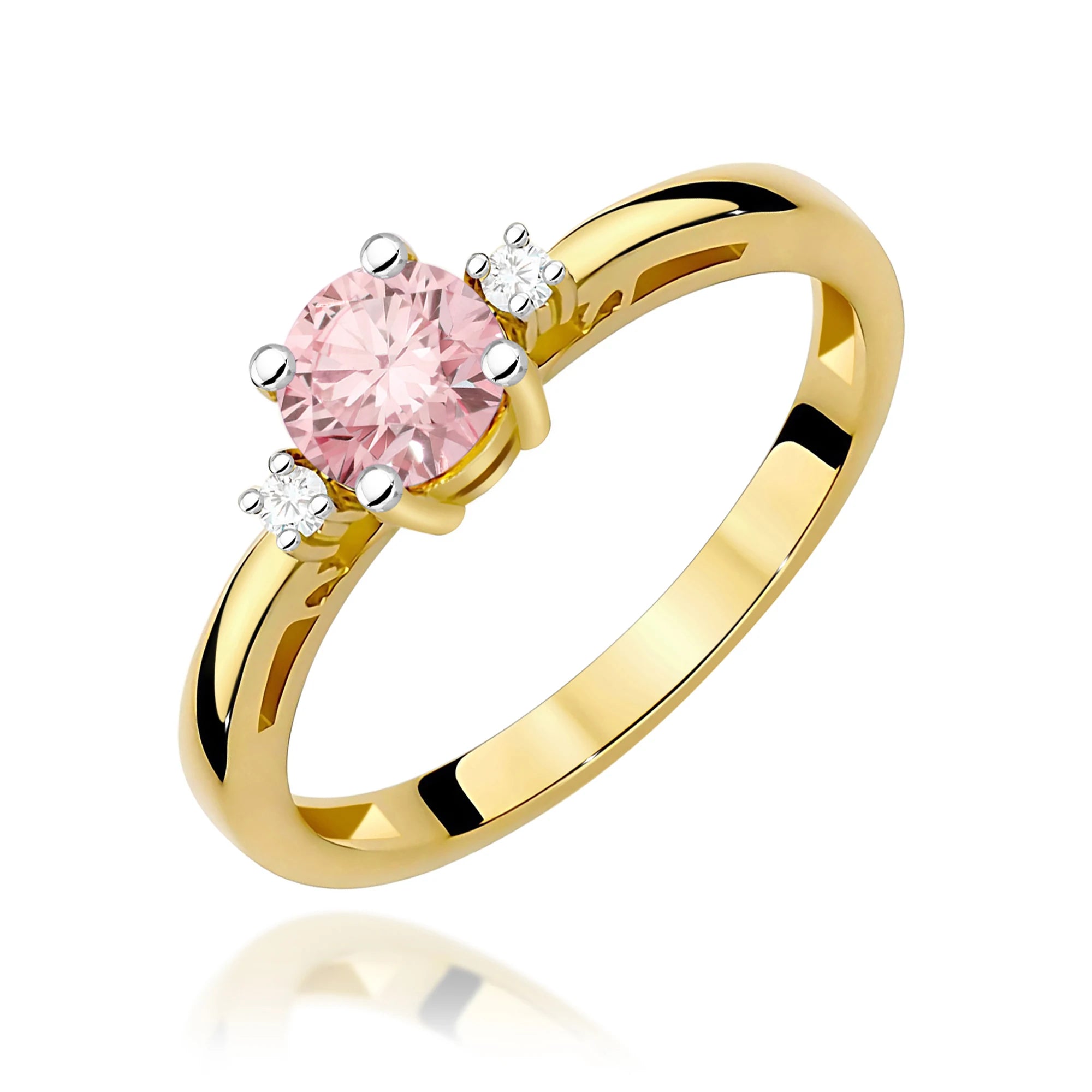 GREMARI Yellow Gold engagement ring with Round 0.50 ct Central and 0.029 ct Sideline Lab-grown Diamonds