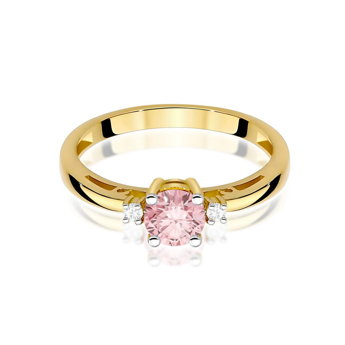 Yellow Gold engagement ring with Round 0.50 ct Central and 0.029 ct Sideline Lab-grown Diamonds by GREMARI, 14K (585) gold