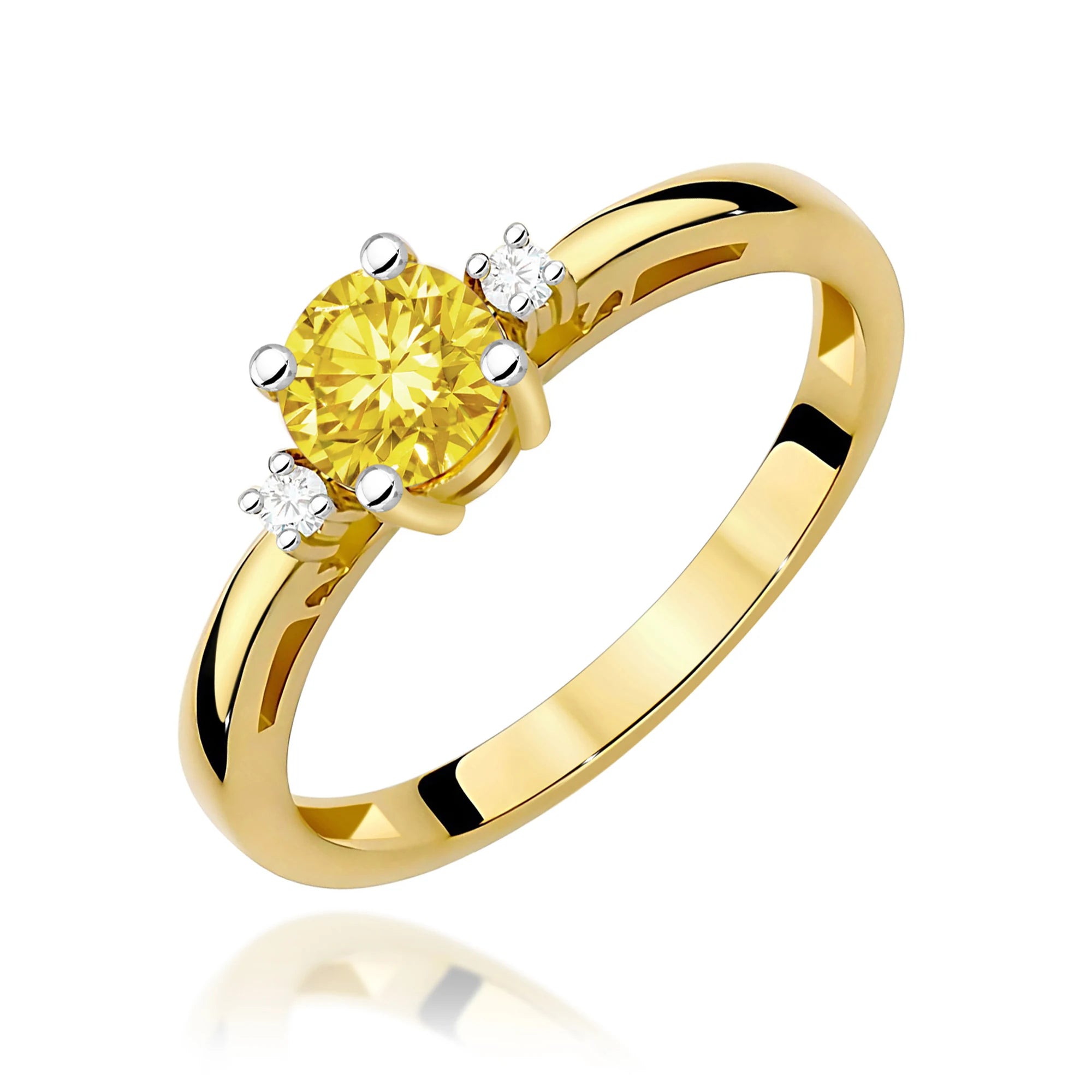 GREMARI Yellow Gold engagement ring with Round 0.50 ct Central and 0.029 ct Sideline Lab-grown Diamonds