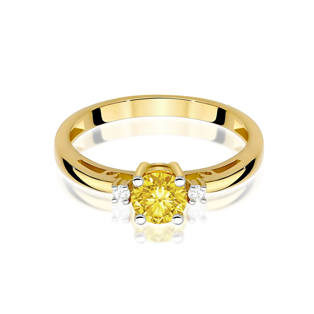 Yellow Gold engagement ring with Round 0.50 ct Central and 0.029 ct Sideline Lab-grown Diamonds by GREMARI, 14K (585) gold