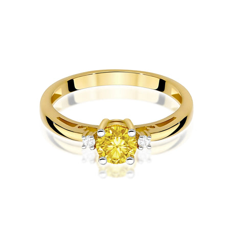 Yellow Gold engagement ring with Round 0.50 ct Central and 0.029 ct Sideline Lab-grown Diamonds by GREMARI, 14K (585) gold