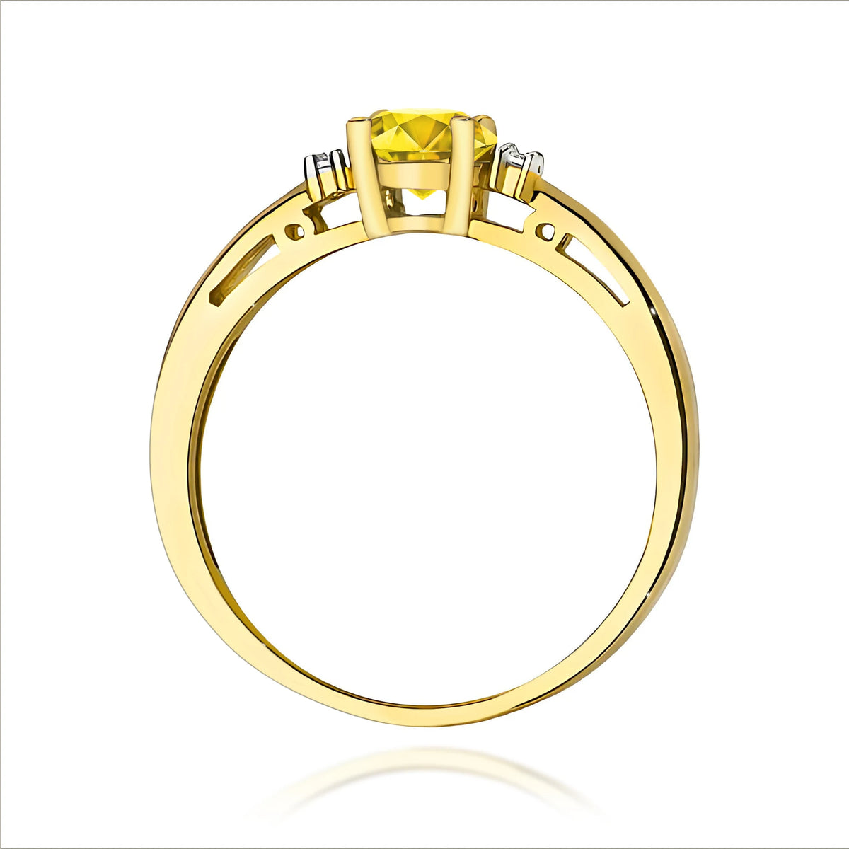 GREMARI 14K (585) Yellow Gold engagement ring with Round 0.50 ct Central and 0.029 ct Sideline Lab-grown Diamonds