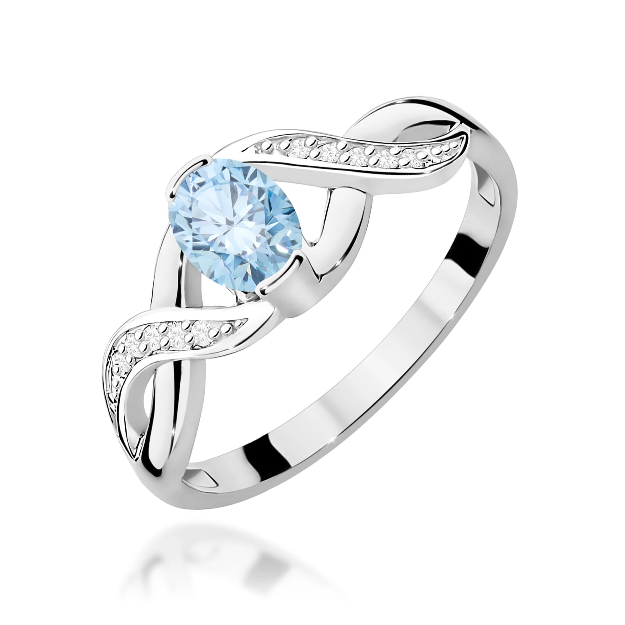 GREMARI White Gold engagement ring with Oval 0.50 ct Central and 0.05 ct Sideline Lab-grown Diamonds