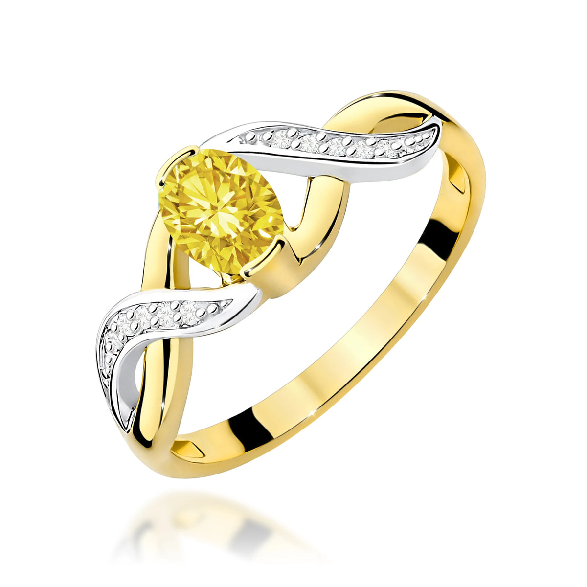 GREMARI Yellow Gold engagement ring with Oval 0.50 ct Central and 0.05 ct Sideline Lab-grown Diamonds
