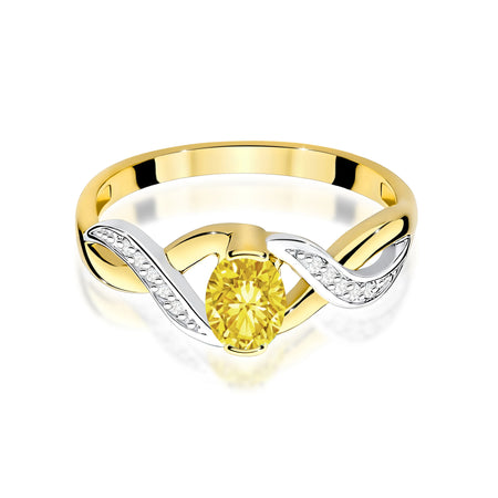 Yellow Gold engagement ring with Oval 0.50 ct Central and 0.05 ct Sideline Lab-grown Diamonds by GREMARI, 14K (585) gold