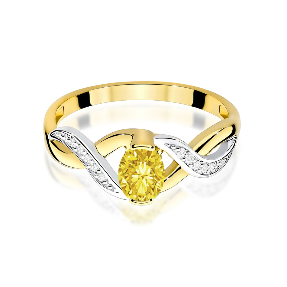 Yellow Gold engagement ring with Oval 0.50 ct Central and 0.05 ct Sideline Lab-grown Diamonds by GREMARI, 14K (585) gold