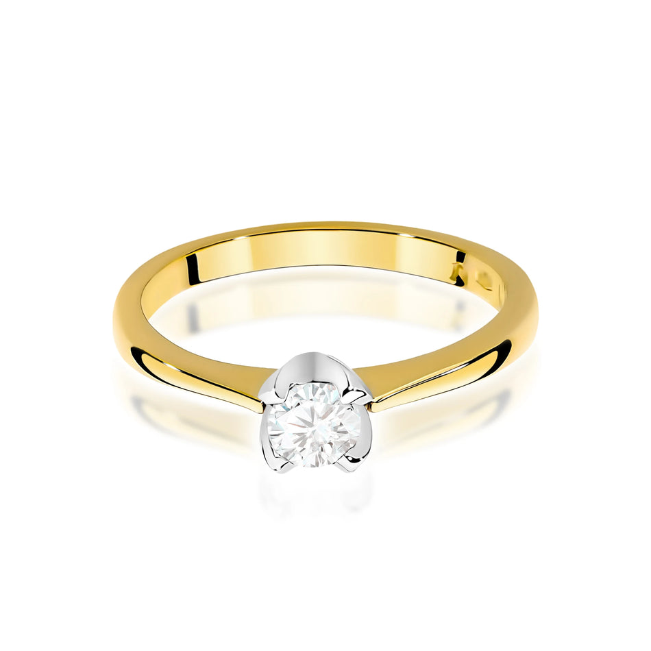 Yellow Gold engagement ring with Round 0.30 ct Lab-grown Diamond by GREMARI, 14K (585) gold