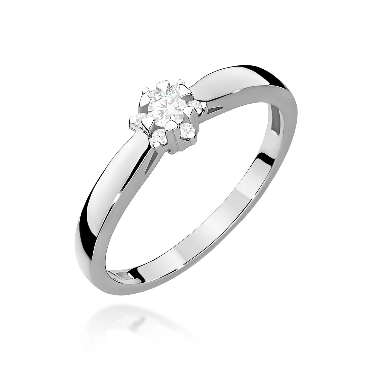 GREMARI White Gold engagement ring with Round 0.10 ct Central and 0.052 ct Sideline Lab-grown Diamonds