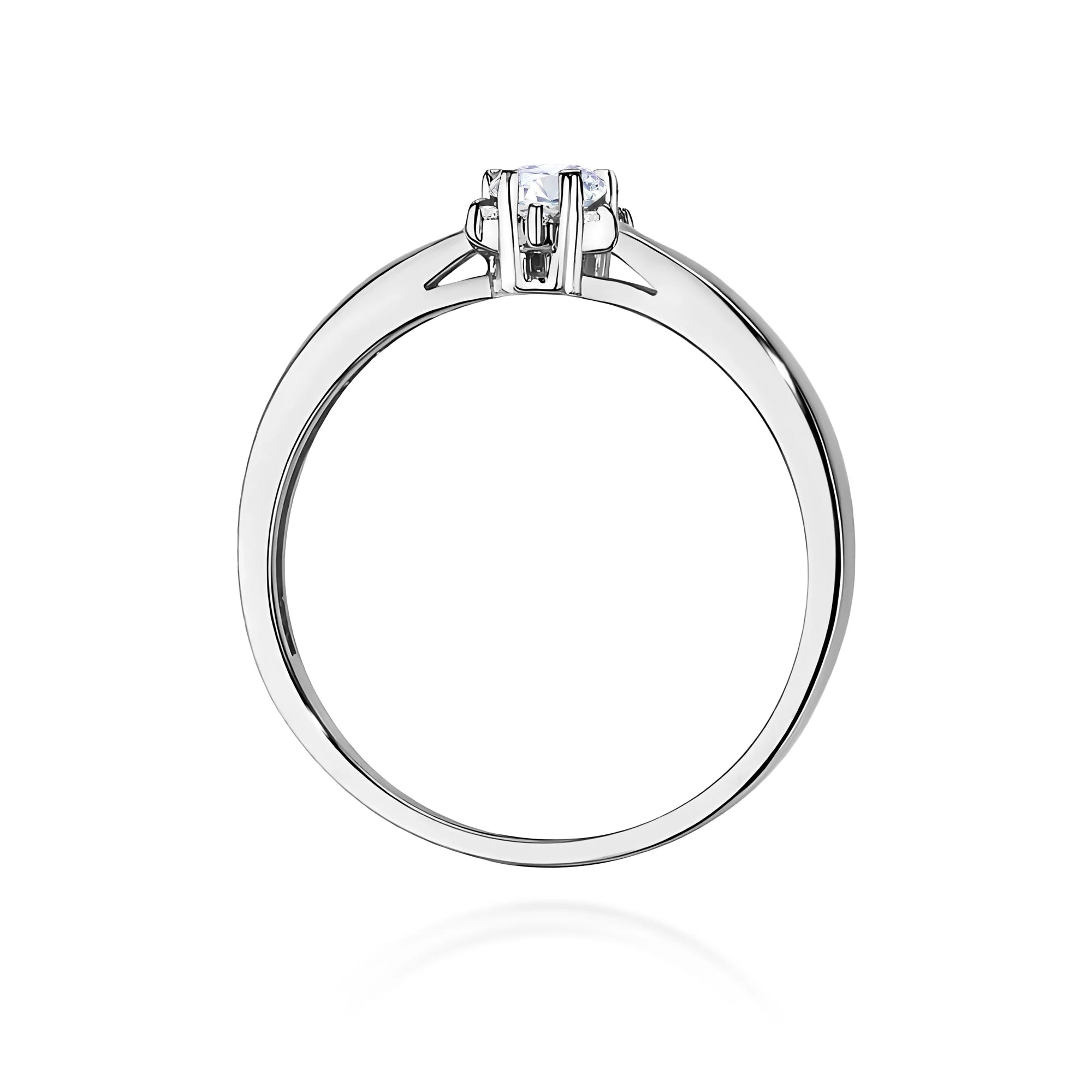 GREMARI 14K (585) White Gold engagement ring with Round 0.10 ct Central and 0.052 ct Sideline Lab-grown Diamonds