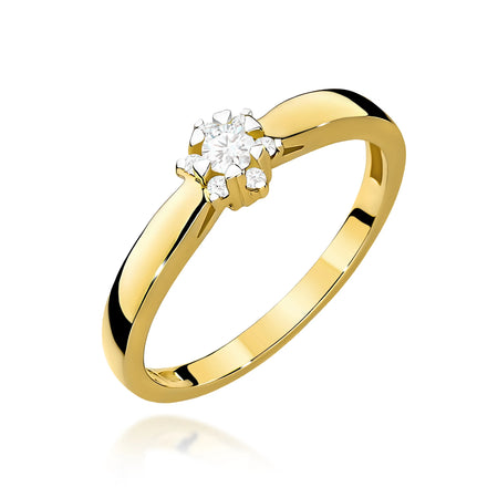 GREMARI Yellow Gold engagement ring with Round 0.10 ct Central and 0.052 ct Sideline Lab-grown Diamonds