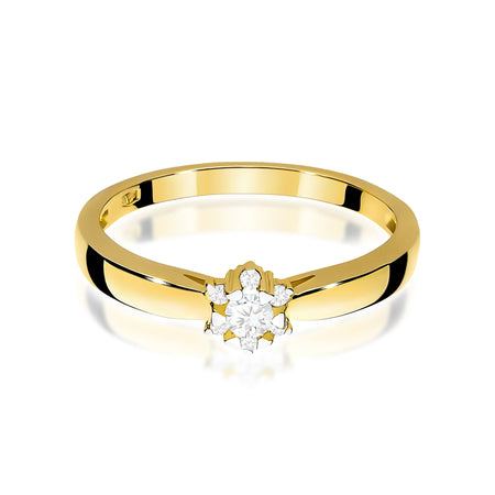 Yellow Gold engagement ring with Round 0.10 ct Central and 0.052 ct Sideline Lab-grown Diamonds by GREMARI, 14K (585) gold