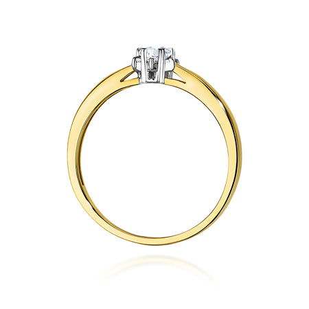GREMARI 14K (585) Yellow Gold engagement ring with Round 0.10 ct Central and 0.052 ct Sideline Lab-grown Diamonds