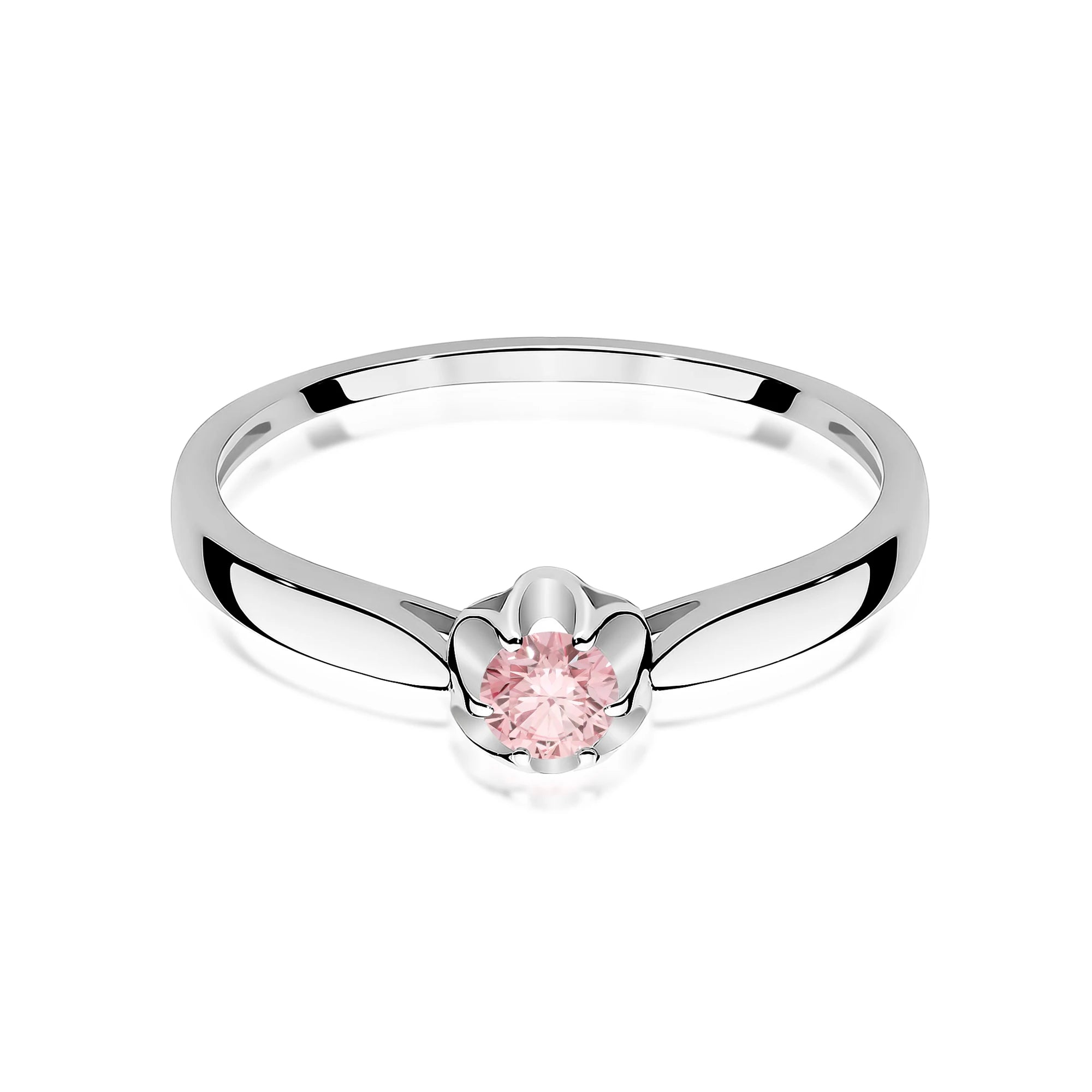 White Gold engagement ring with Round 0.15 ct Lab-grown Diamond by GREMARI, 14K (585) gold