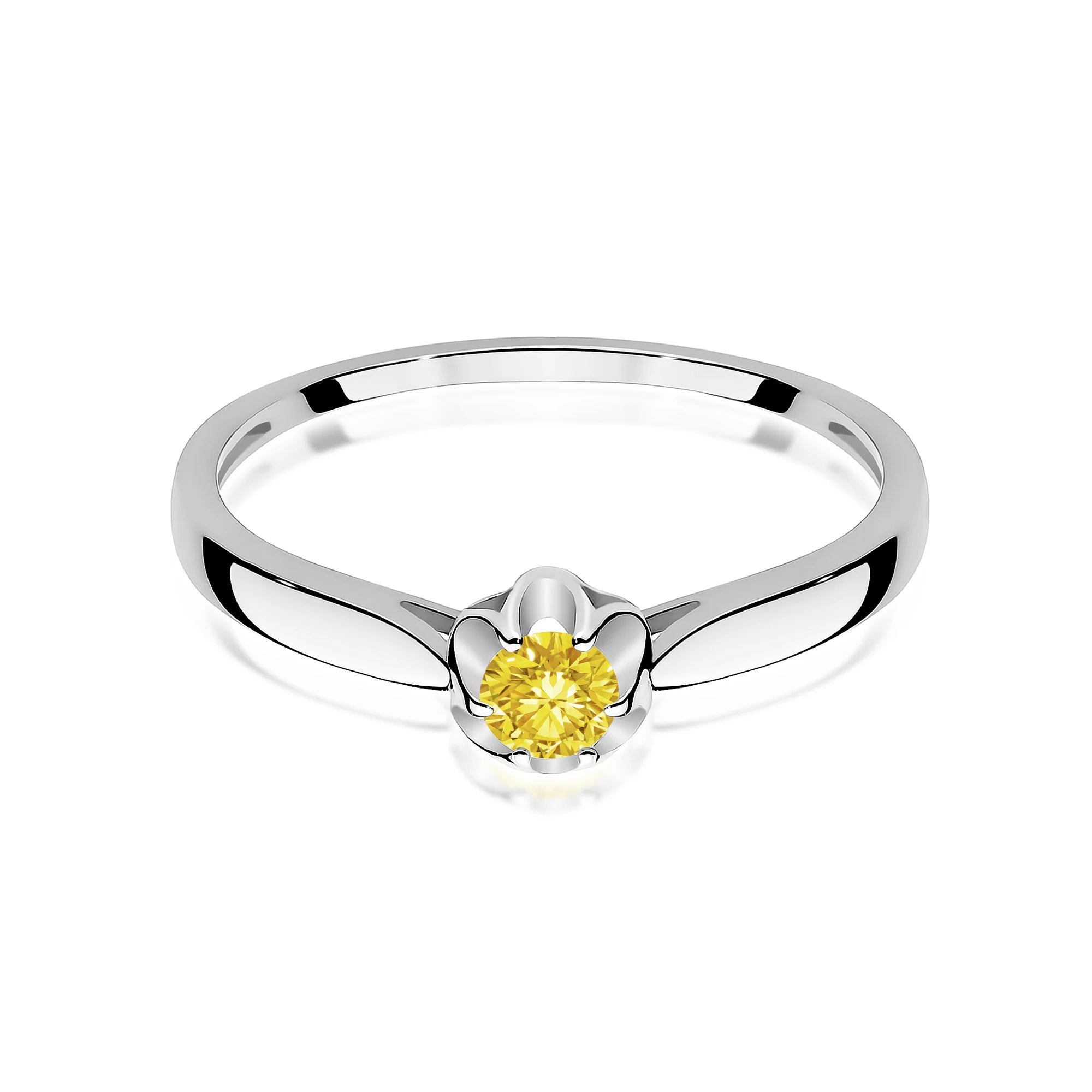 White Gold engagement ring with Round 0.15 ct Lab-grown Diamond by GREMARI, 14K (585) gold