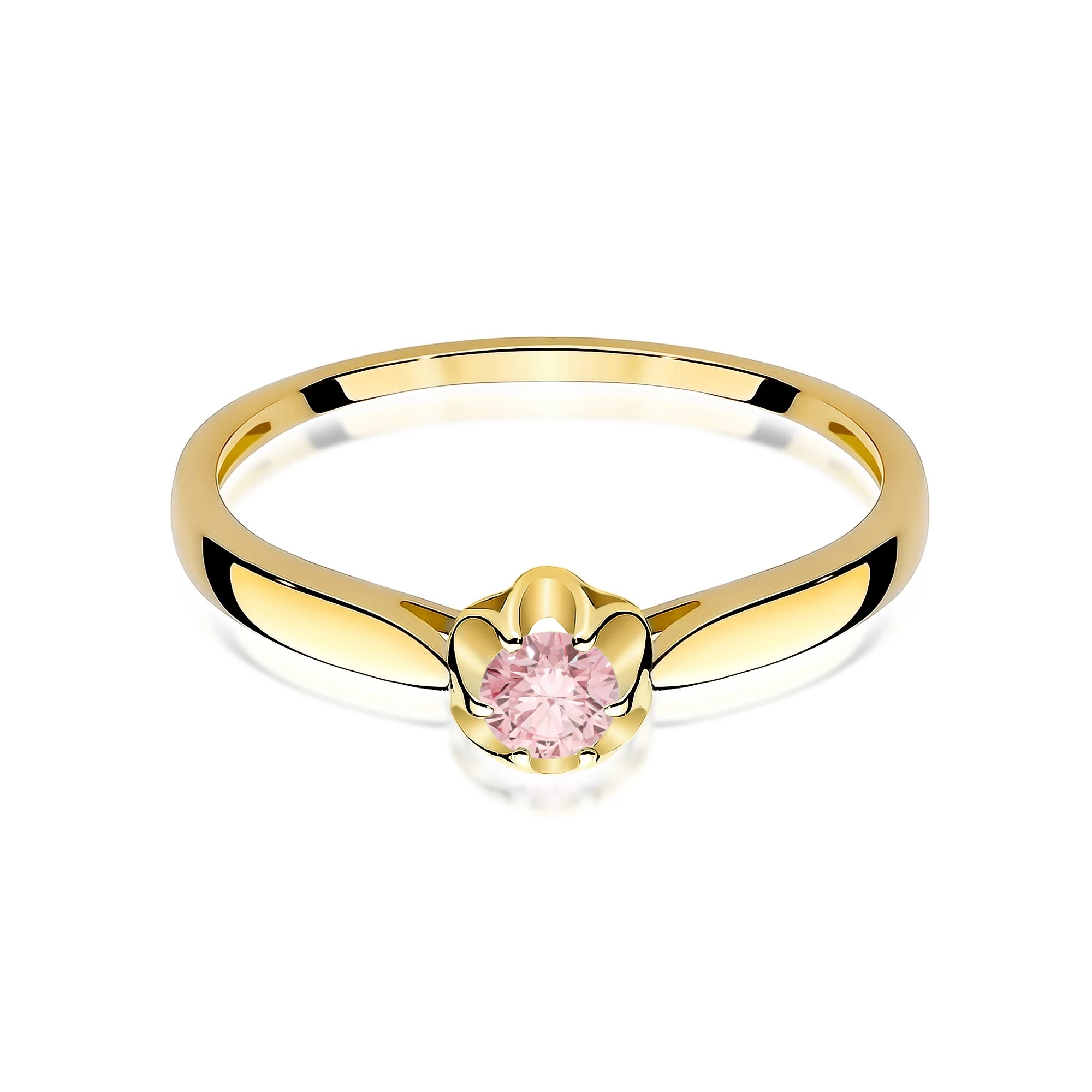 Yellow Gold engagement ring with Round 0.15 ct Lab-grown Diamond by GREMARI, 14K (585) gold