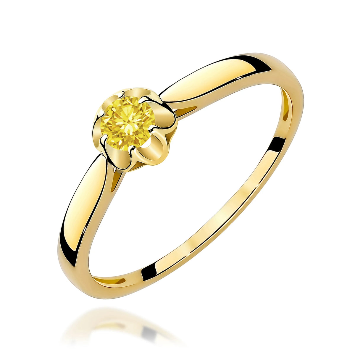 GREMARI Yellow Gold engagement ring with Round 0.15 ct Lab-grown Diamond