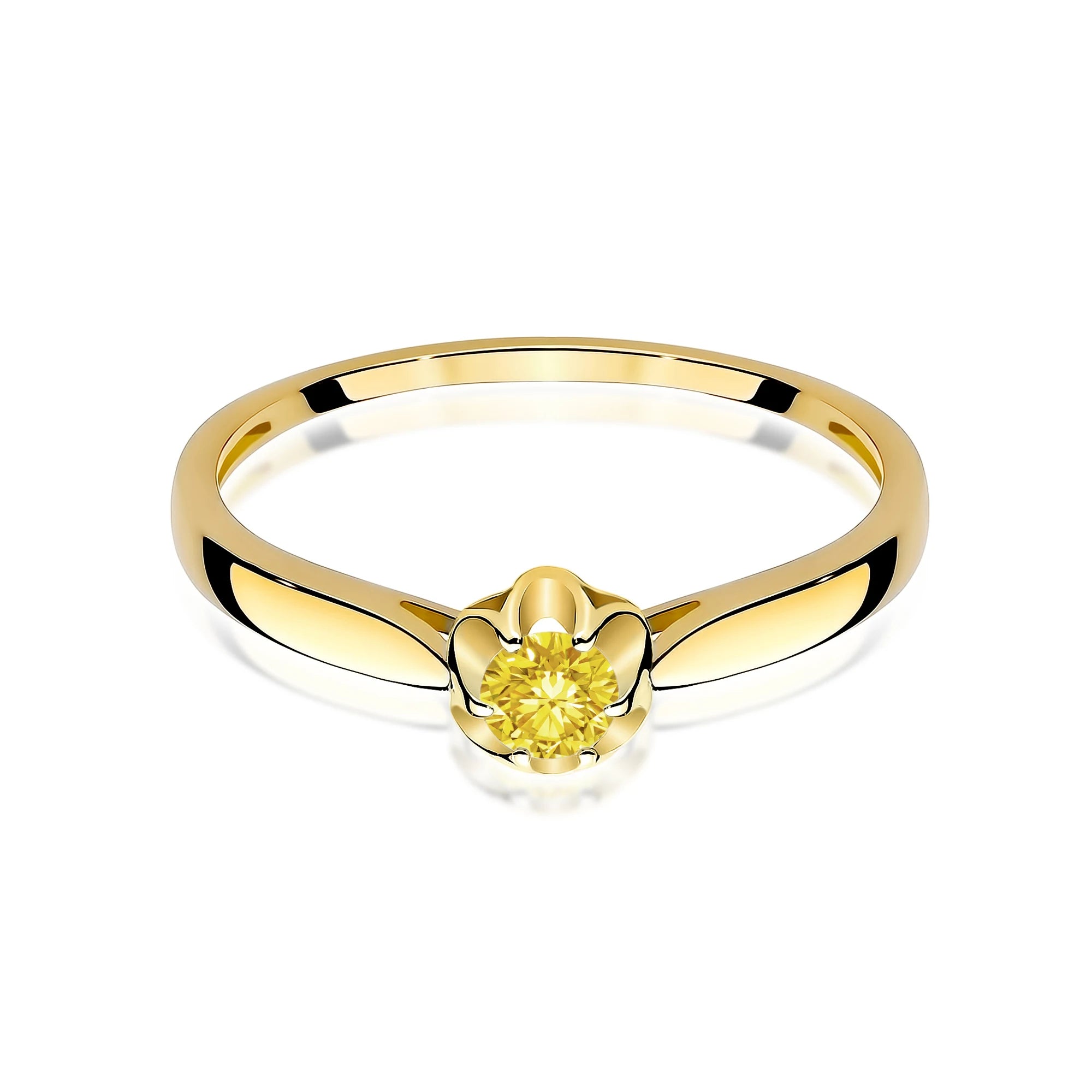 Yellow Gold engagement ring with Round 0.15 ct Lab-grown Diamond by GREMARI, 14K (585) gold